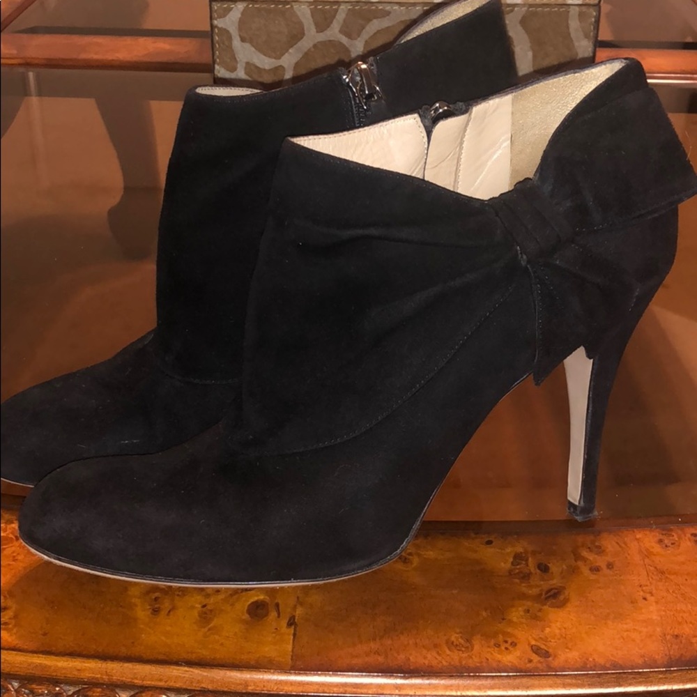VALENTINO SUEDE ANKLE BLACK BOOTS W BOW ON SD/39